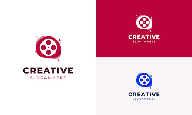 Abstract cinema logo with colorful bubble creative design