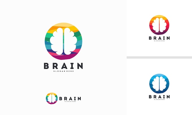 抽象サークル脳ロゴデザインコンセプトベクトル、脳教育ロゴシンボル