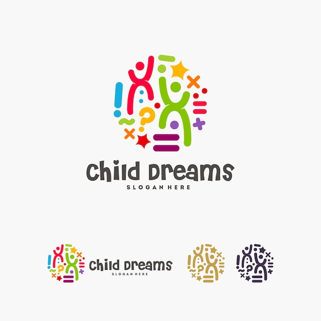 Абстрактный круг логотип детские мечты, шаблон логотипа детского образования, символ досягаемости звезды