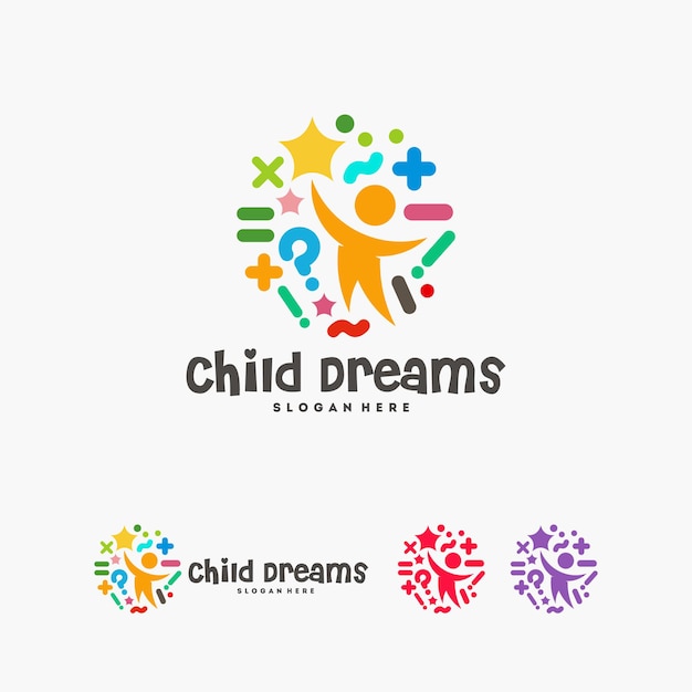 Abstract Circle Child Dreams logo, Child Education logo template, Reach Star symbol