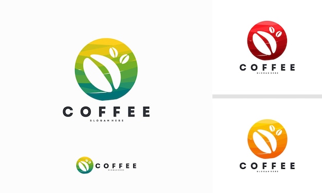 抽象的なサークルコーヒー豆のロゴデザインコンセプトベクトル