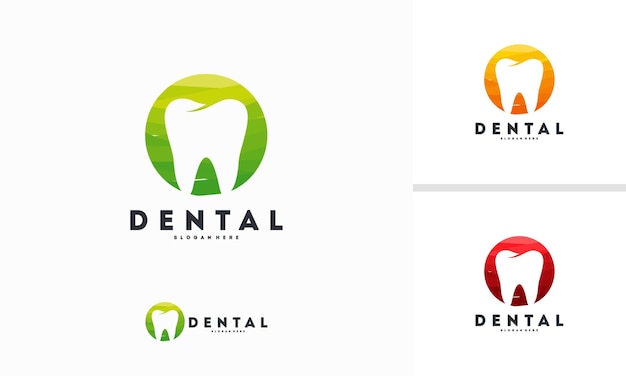 Il logo astratto del cerchio dentale progetta il vettore di concetto, il modello del logo del dentista