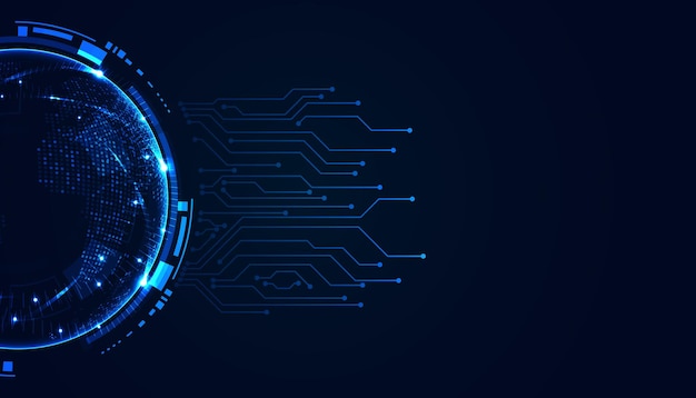 Vettore cerchio astratto concetto di circuito digitale cerchio luminoso connessione di rete sfondo digitale blu