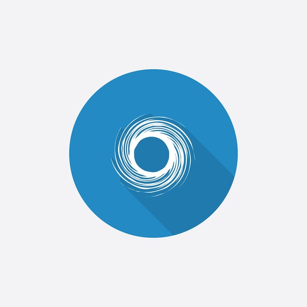 Abstract circle Flat Blue Simple Icon with long shadowxA