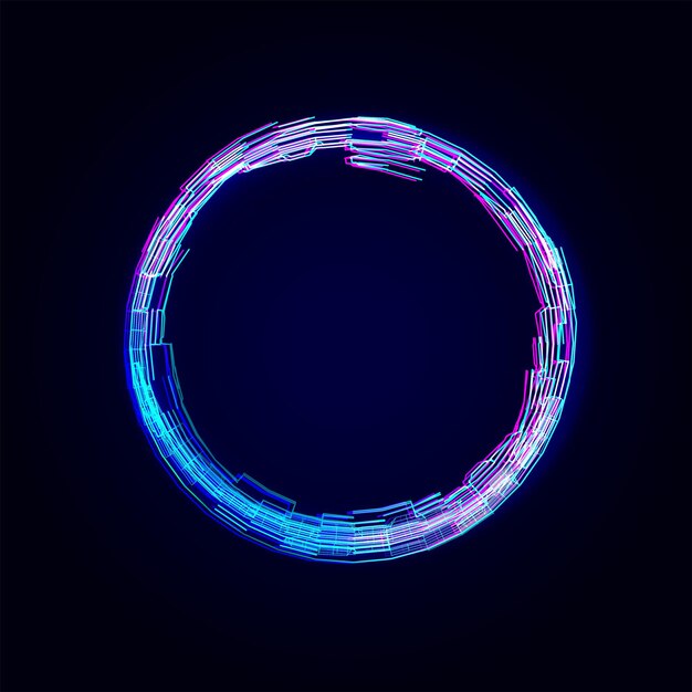 Abstract Circle Futuristic Glitch Frame Colorful Light Effect