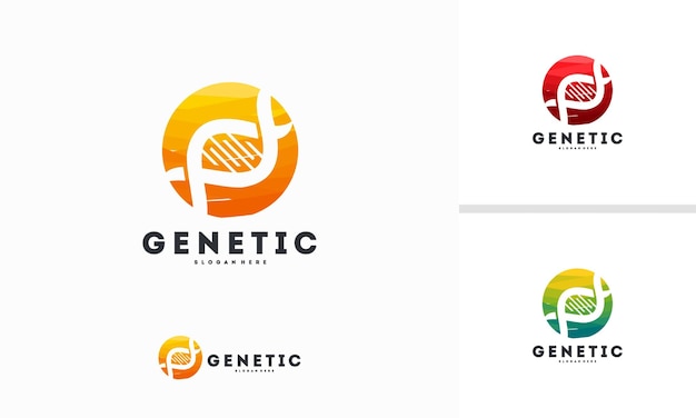 Абстрактный круг генетический логотип проектирует вектор концепции, символ логотипа ДНК