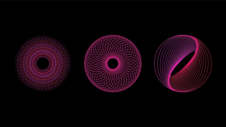 Abstract circle geometric elements set