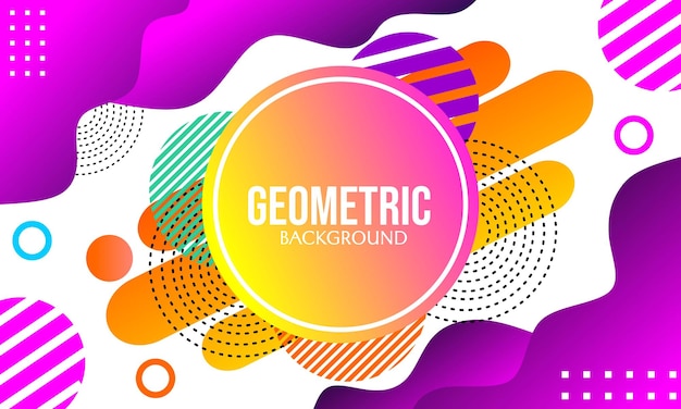 Abstract circle geometry background with purple and orange gradient colors trendy design for poster