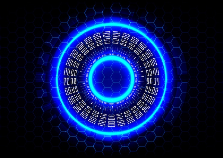 Vector abstract circle and  hexagon technology on blue background