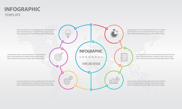 Abstract circle infographic template 6 options