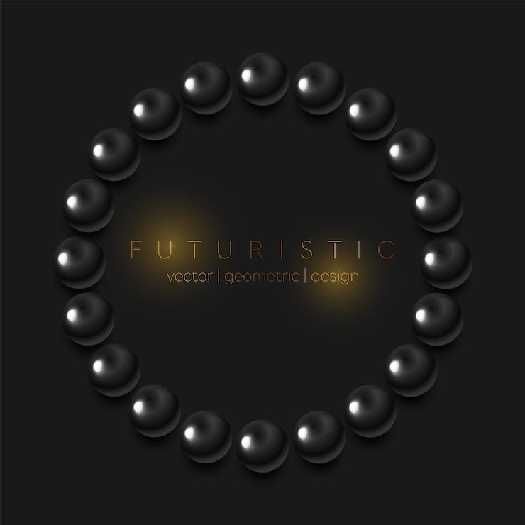 Vector abstract circle ring from black glossy beads modern background