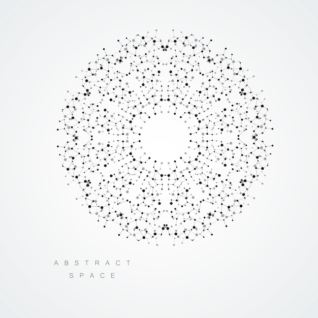 Abstract circle structure. vector connected dots and lines