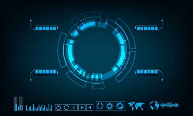 Vettore concetto di hud dell'interfaccia futuristica di tecnologia astratta del cerchio