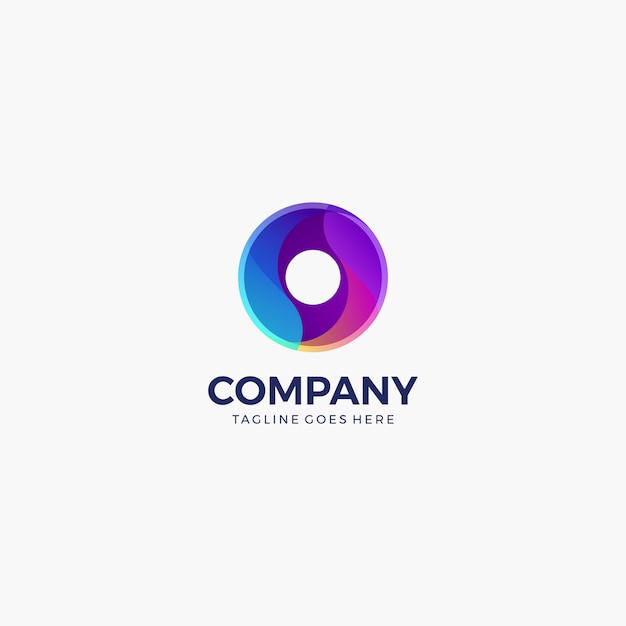 Abstract circle wave gradient colorful logo design template.