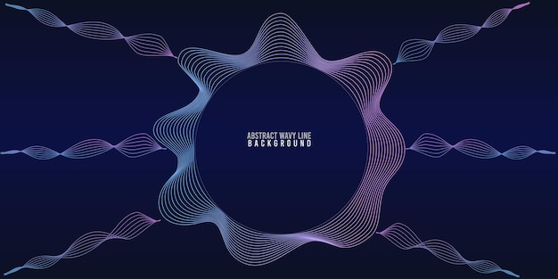 Vector abstract circle wave lines dynamic flowing colorful light isolated on blue gradient background. vector illustration design element in concept of music, party, technology, modern.