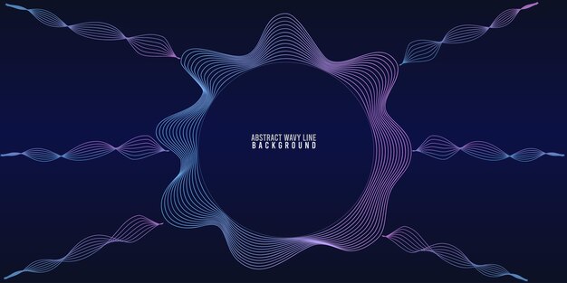 Abstract circle wave lines dynamic flowing colorful light isolated on blue gradient background. vector illustration design element in concept of music, party, technology, modern.