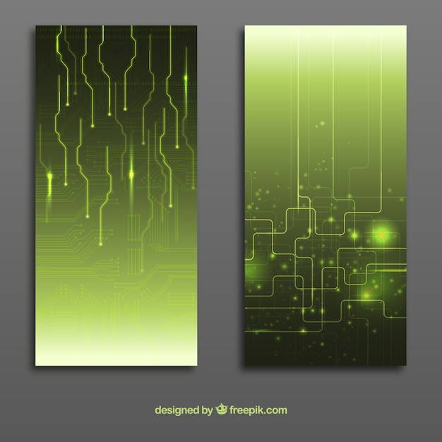 Abstract circuit board banners