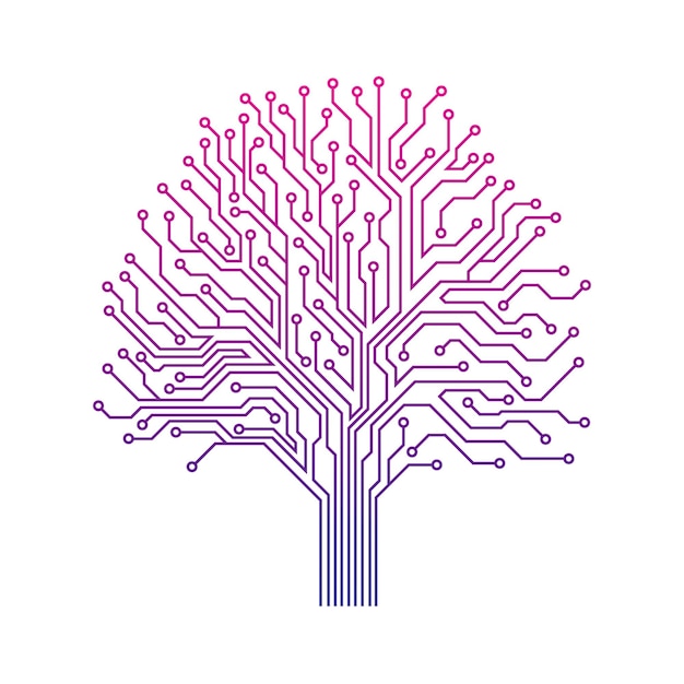 Vector abstract circuit board tree vector icon