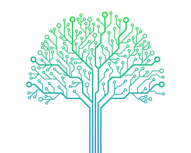 abstract circuit tree on white background technology design computer engineering hardware system