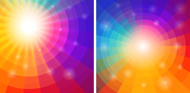 Abstract circular colorful background set. Vector illustration