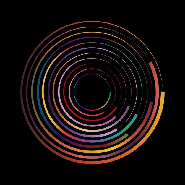 黒の背景ベクトル図に抽象的な円形要素