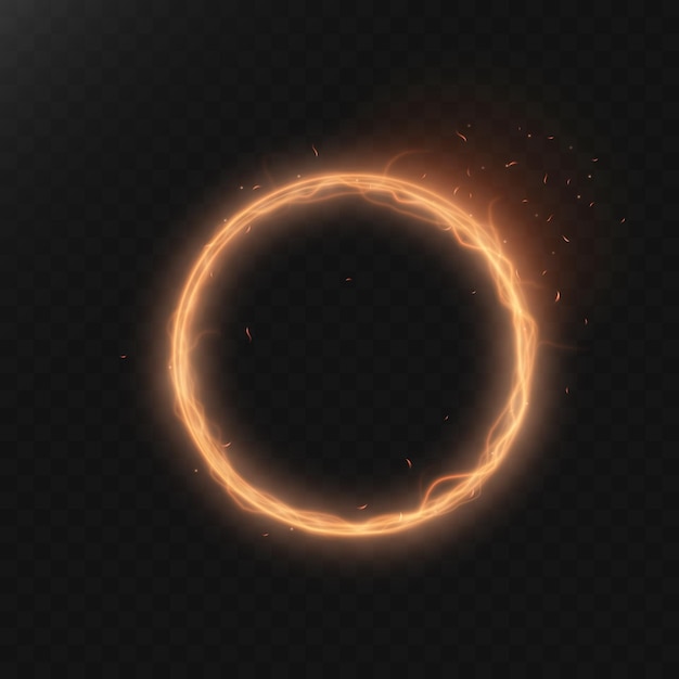 Abstract circular frame with glowing swirling beams Round frame with light effect Vector