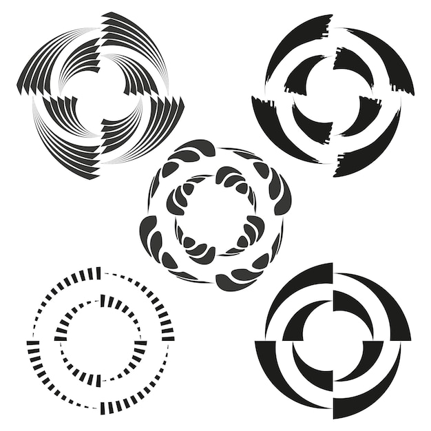 abstract circular patterns geometric vector designs black and white elements