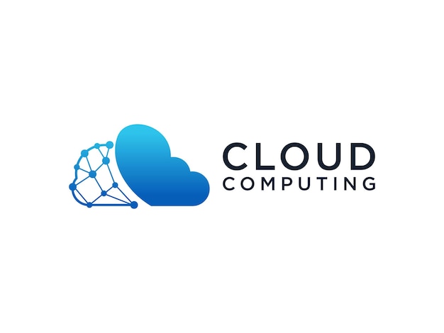 抽象的な雲のロゴ。ブルー シェイプ クラウド コンピューティング。