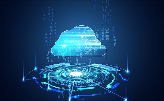 Tecnologia cloud astratta con grandi quantità di dati e sfondo di connessione