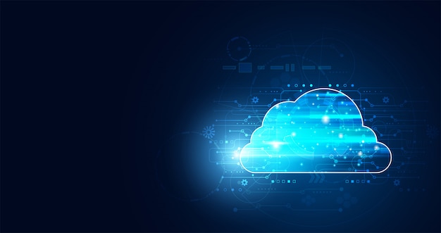 Tecnologia cloud astratta con grandi quantità di dati e sfondo di connessione