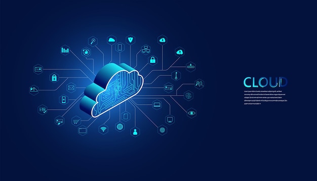 Abstract cloud technology with big data and interface concept connection