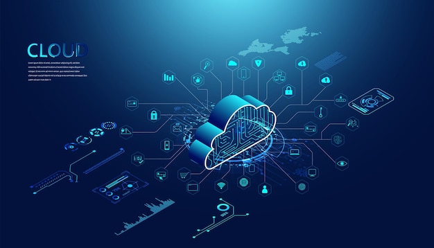 Tecnologia cloud astratta con big data e concetto di interfaccia connessione