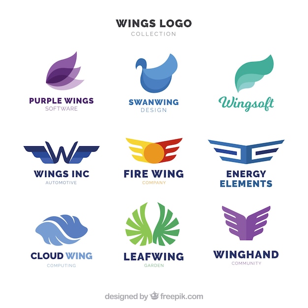 Abstract collection of wings logos