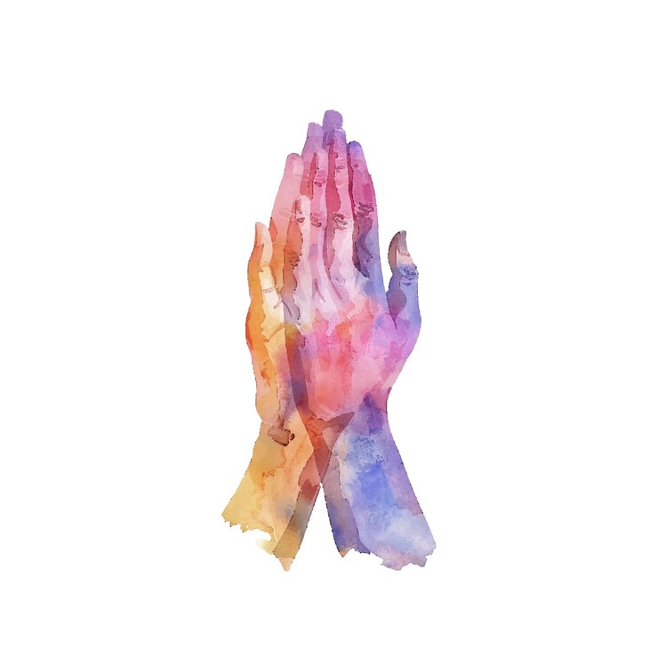 Vector abstract color silhouette of praying hand vector illustration in watercolor style