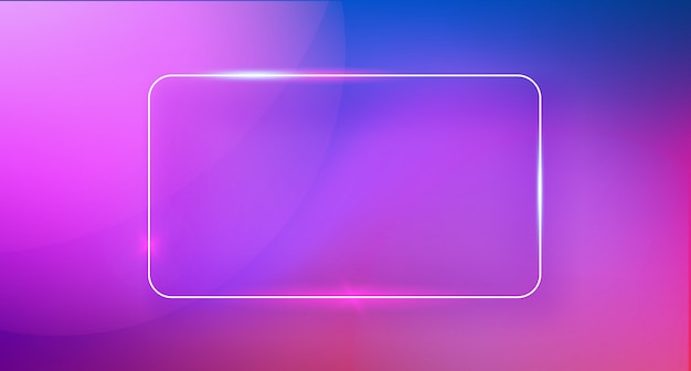 Abstract color trendy background with neon rectangle frame