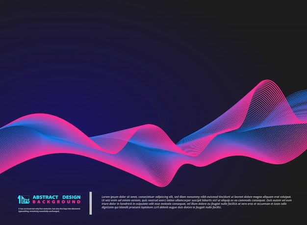 Vector abstract color wavy line on dark blue background.