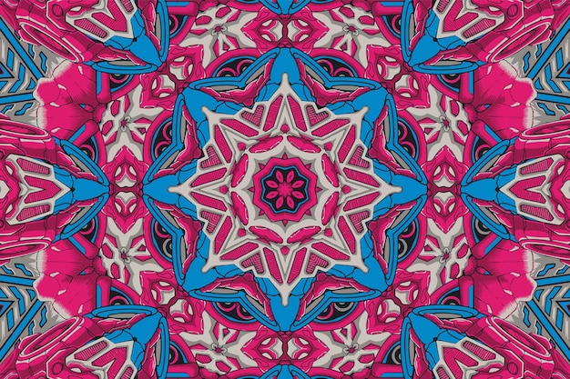 Frattale colorato astratto con motivo caleidoscopico illustrazione per il design