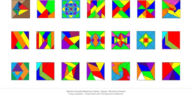 Vector abstract colored geometrical shapes square vector illustration