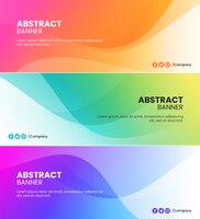abstract colored orange, pink, green, blue and purple waves banner backgrounds