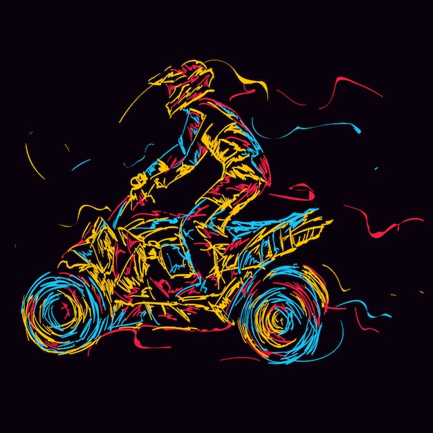 abstract colorful ATV rider in the action