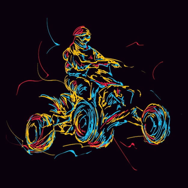 abstract colorful ATV rider