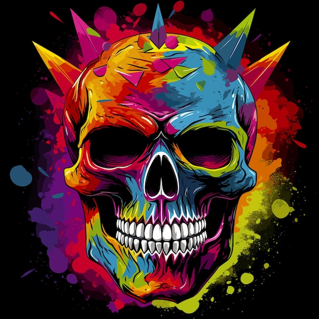 Vector abstract colorful background with colorful skull ai generated