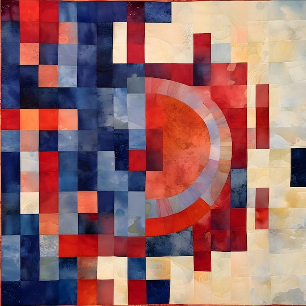 абстрактный красочный фон с геометрическими элементами акварельная живопись на холсте
