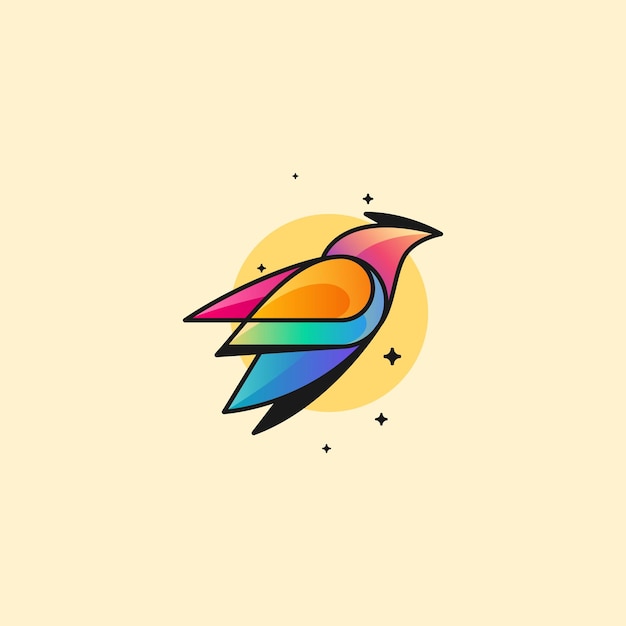 Vector abstract colorful bird with strong line logo