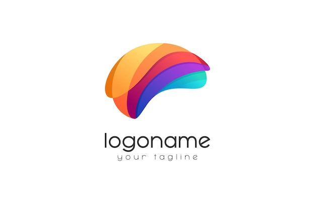 abstract colorful brain logo design template