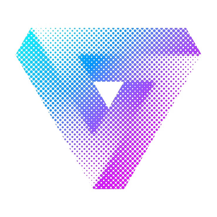 Vector abstract colorful bright halftone triangle. penrose tribar.