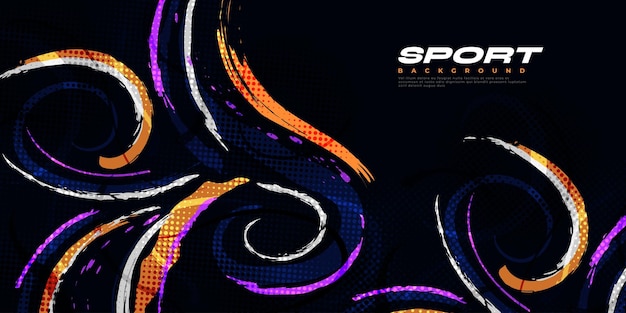 Vector abstract and colorful brush background with halftone effect sport banner brush stroke illustration scratch and texture elements for design