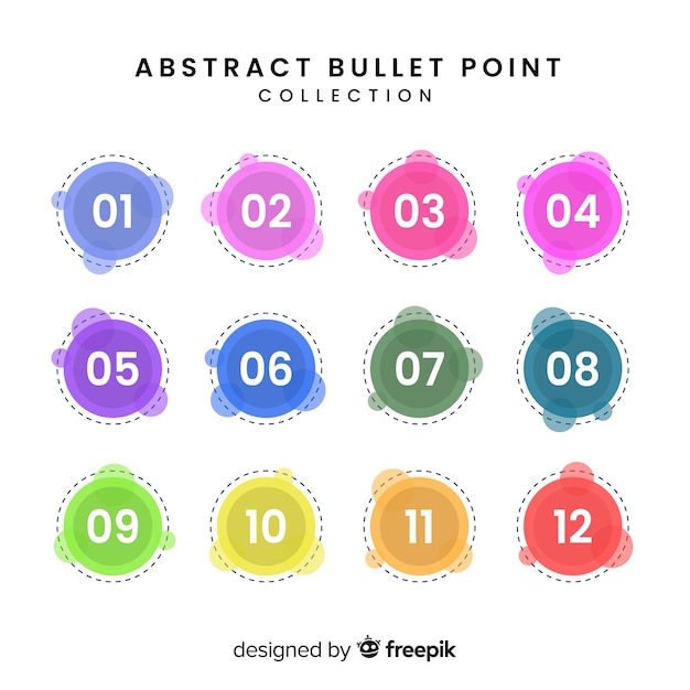 Vector abstract colorful bullet point collection