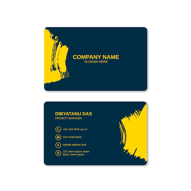 Vector abstract colorful business double-sided horizontal business card