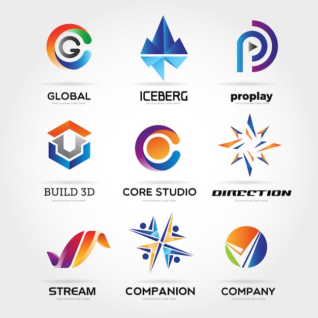 抽象的なカラフルなビジネスのロゴのコレクション
